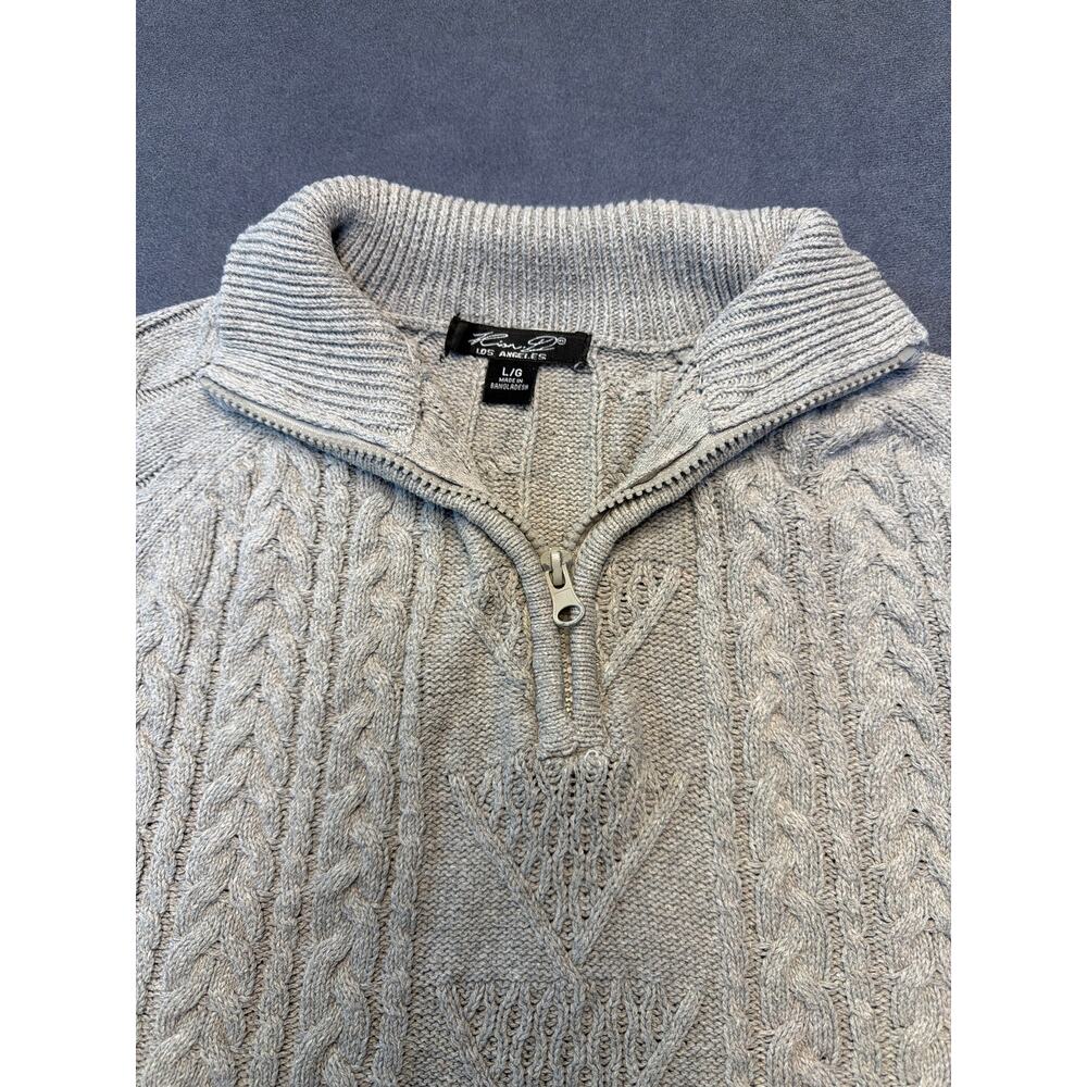 Kian D Los Angeles Cable Knit 3/4 Zip Sweater Gray Large - Picture 3 of 7